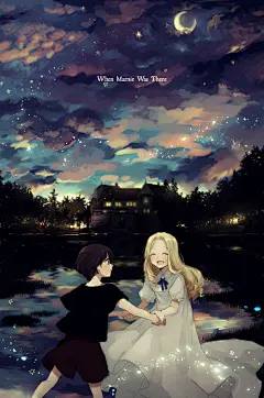 插画手绘 二次元美女 动漫 萌 壁纸 星空 夜色