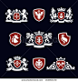 heraldic signs, heraldic elements, insignia, signs, vector set - stock vector: 