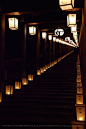 Night corridor at Hase-dera temple, Nara, Japan 長谷寺　奈良