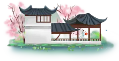 中国风手绘水墨风景山水徽
