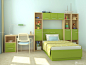 时尚绿色儿童小卧室设计图#靠背椅#
