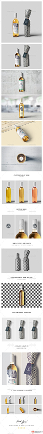 白葡萄酒酒瓶标签玻璃瓶包装展示效果图VI智能图层PS样机素材 White Wine Bottle Mock-up - 南岸设计网 nananps.com