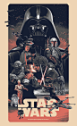 STAR WARS : Officially licensed screen prints for Star Wars original trilogy.REGULAR / 36 x 24” triptych / 7 colors; VARIANT / 36 x 24” triptych / 6 colors. Made under license from Lucasfilm Ltd. for Bottleneck Gallery