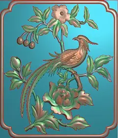 凤凰牡丹300精雕图,灰度图,圆雕图,雕刻图库,扫描图_5265253767