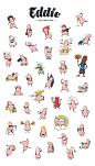 Eddie Funky Dick : Funny character design. Set of stickers for online messengers