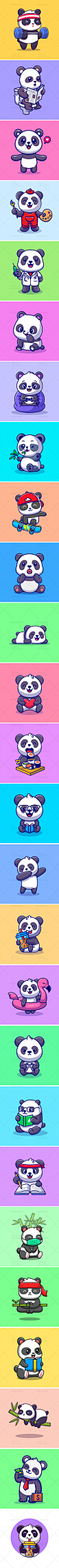 26款卡通可爱吉祥物国宝熊猫logo标志ip形象插画AI矢量设计素材-淘宝网