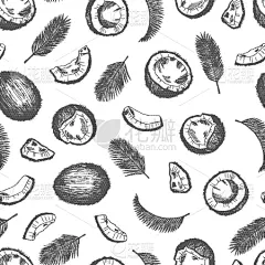 sketch coconut pattern exotic food seamless