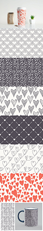 爱心无缝背景纹理素材 Hearts Seamless Patterns Set