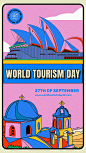 全球旅行日广告宣传插画海报
