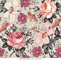 Seamless pattern. Beautiful pink blooming realistic isolated flowers. Vintage background tapestry Chamomile Rose hibiscus mallow wildflowers. Wallpaper. Drawing engraving Vector victorian Illustration
