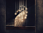 Falling lights stairs art deco interior decor lights c4d 3d