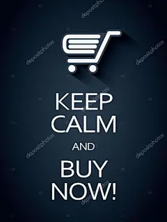 保持镇静，买现在的促销海报。有趣的排版购物的横幅广告。Eps10 矢量图