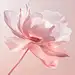 An elegant and dreamy rose floats on a light pink background, with realistic picture quality of light pink and white, soft lines, digital art techniques, and exquisite pink tones. This photo depicts a pink transparent flower with large petals, petals in f