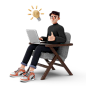 Young man working with good idea 3D Illustration