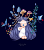 蘑菇少女_一只兔子_14228__插画师作品_涂鸦王国gracg.com