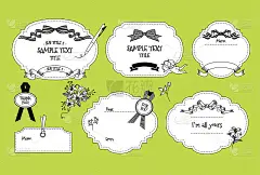 矢量插图一套手绘花和线画框