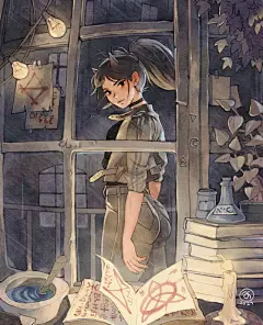 复古风的女巫日常插画作品，猫咪灵魂陪伴设定太有爱了_腾讯新闻