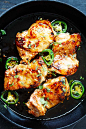 Caramel chicken in a skillet.