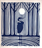 Night Heron - linocut print- gregorioperez