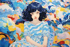 时尚女孩人物插画绘画