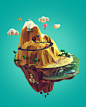 Lowpoly mountain on Behance@美工云#c3d设计欣赏##3D大图高清图#