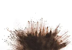 Freeze motion of colored powder explosions isolated on white background