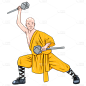手绘-描边少林寺人物贴纸3