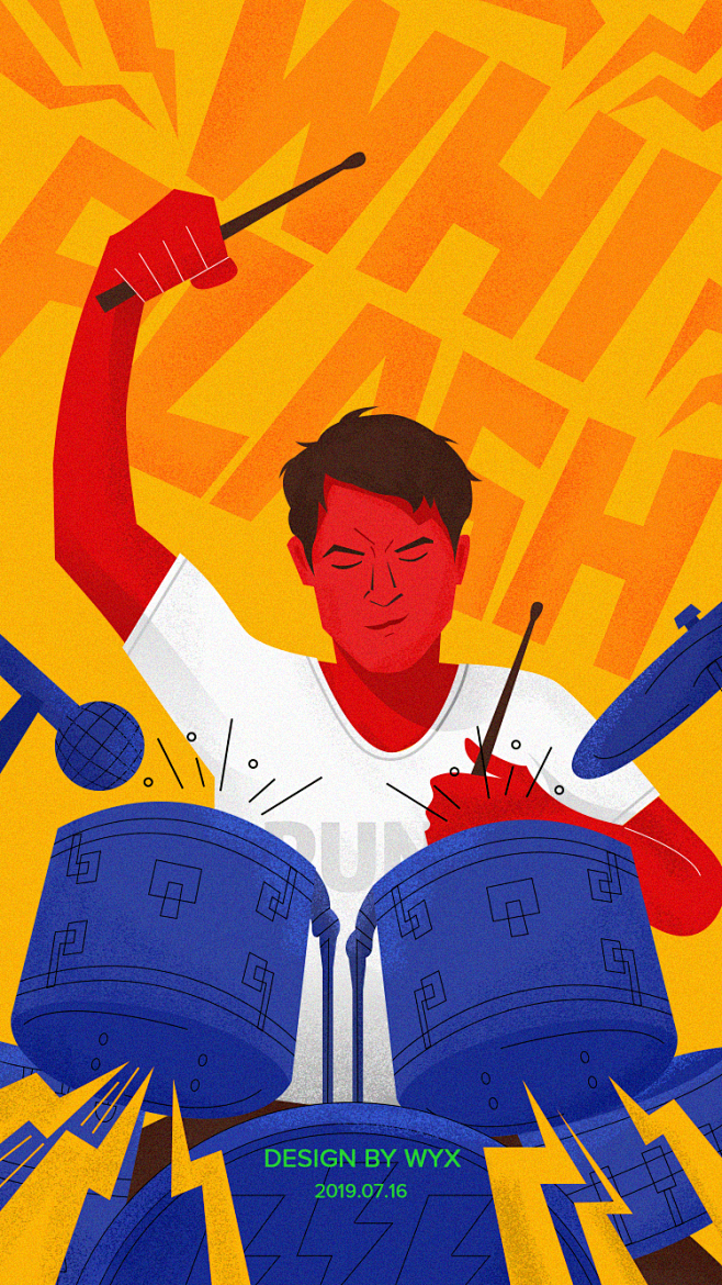 爆裂鼓手插画架子鼓