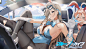 2girls animal_ears blue_archive bunny_ears bunnygirl 汽车云朵 喝手套 gray_hair 头带 ichinose_asuna 紧身衣标志 long_hair mikamo_neru no_bra oh_(aung_ae) pink_hair 天空 太阳镜 撕裂_衣服 水