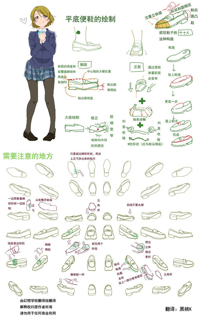 平底鞋（学生鞋）的绘制