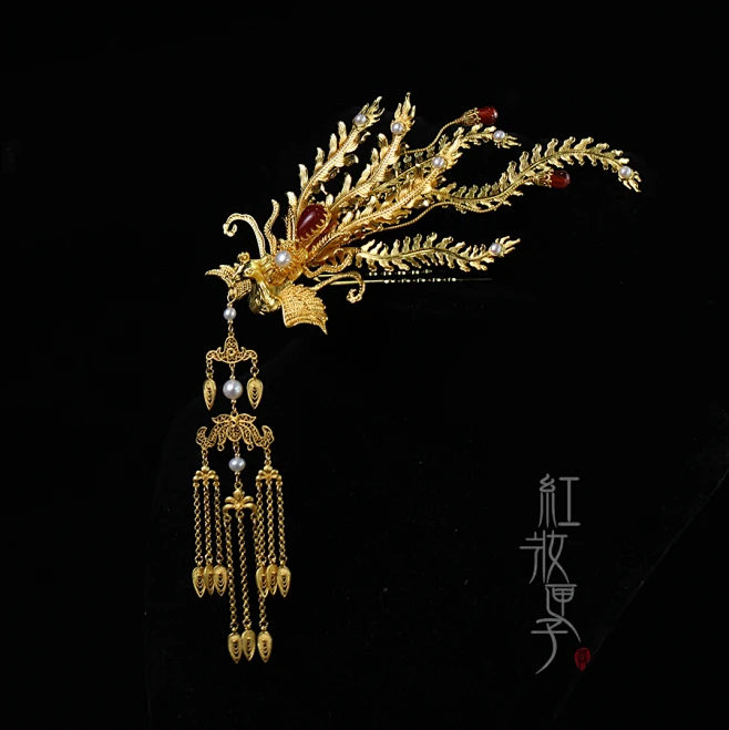 红妆匣子原创-凤翎-古风发饰侧凤发簪金凤钗流苏偏凤发钗汉服头饰-淘宝网-花瓣网