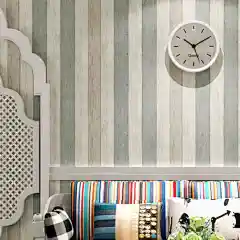 莱诺 地中海复古竖条纹蓝色怀旧木纹素色壁纸 卧室客厅无纺布墙纸-tmall.com天猫