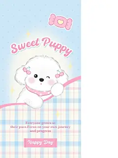 壁纸｜少女心蓝粉色系可爱比熊 - 小红书