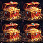 An open red treasure chest filled with gold coins, pearl necklaces, and gemstones, a crown, casual mobile game art style, sparkling effect, 2D game vector art, bright colors, high saturation, rich details, front composition, full body perspective, with go