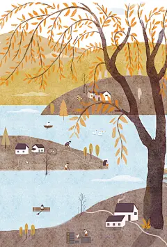 河边村庄_涂鸦王国 原创绘画平台 www.poocg.com