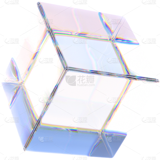C4D几何玻璃正方体元素贴纸