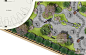 枯山水屋顶花园景观方案平面图下载psd 彩平面