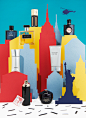 ICI Paris XL | Dream date : We where commissioned to shoot 3 images with the theme's: Tropical, Paris and New York. We descided to papercraft iconic colorfull settings.
