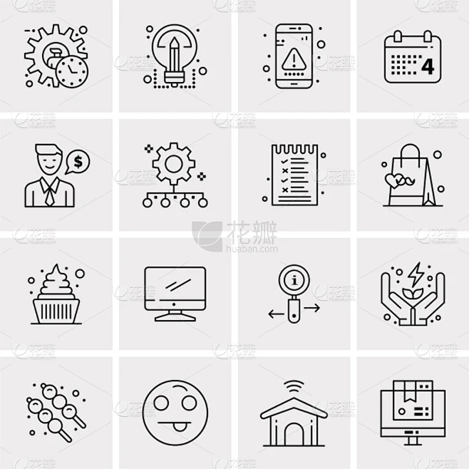 set 16 universal icons business素材-花瓣网