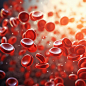 Red blood cells on blurred background with copy space