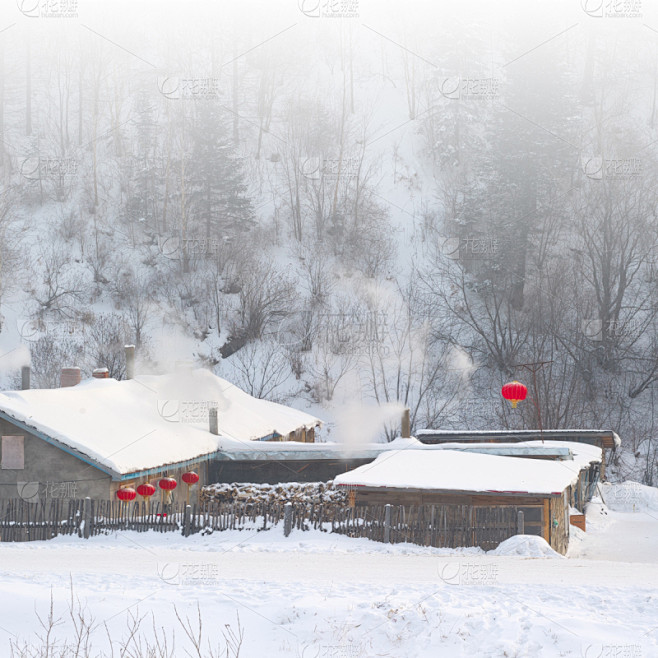 东北方向,冬天,中国,拼块地形,平房,雪,无人,阴影,户外,烟