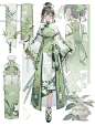 新中式旗袍//绿色系列