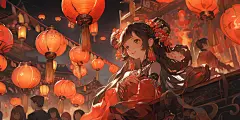 人物新年喜庆灯笼素材图片
