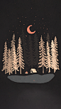 General 1080x1920 digital art portrait display nature trees forest camping water lake tent fire Moon stars night simple background