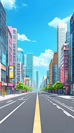 二次元插画漫画风街道背景