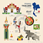 Travel Concept Thailand Landmark Flat Icons Design .Vector