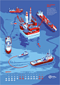 calendar oil Gas fuel sea Platform Arctic snow ice ship-03
