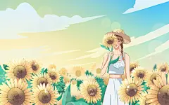 唯美夏天向日葵原创插画海报素材唯美 向日葵 女孩 夏天 天空 阳光 夏日 二次元 美少女 草帽 动漫风 原创插画 立夏  暑假 大暑 卡通 其他 人物 风景 小清新 扁平 清新 电脑桌面壁纸