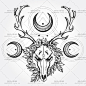 25个EPS 鹿头 月亮 大象 复古纹身图案 矢量图设计素材2016080255-淘宝网