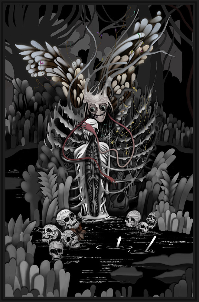 暗黑黑暗原创插画怪兽balelugaillustrationdarkart少女漫画唯美二